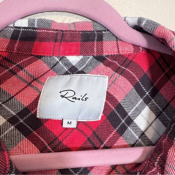 Rails Red White Plaid Button Down Shirt Womens M Casual Fall Blouse Long Sleeve - Picture 2 of 10